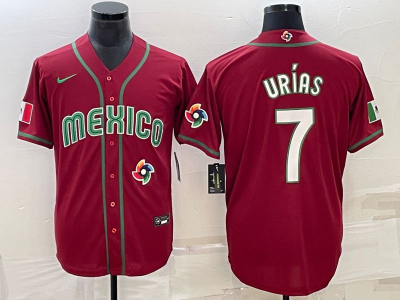Men 2023 World Cub Mexico #7 Urias Red Nike MLB Jersey27->more jerseys->MLB Jersey